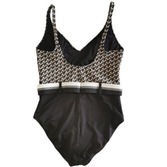 Bleu Rod Beattie Belted Black And White One Piece Swimsuit - Sz 12 - Picture 4 of 7
